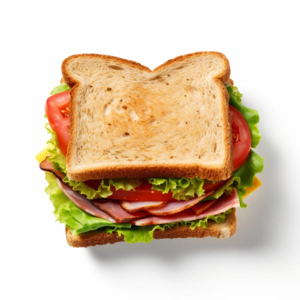 A classic Studebaker's Country Restaurant sandwich with toasted bread, ham, cheese, lettuce, and tomato.